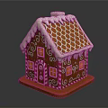 Festive Gingerbread House Design With Orange Roof White Icing Candy Cane And Striped Base