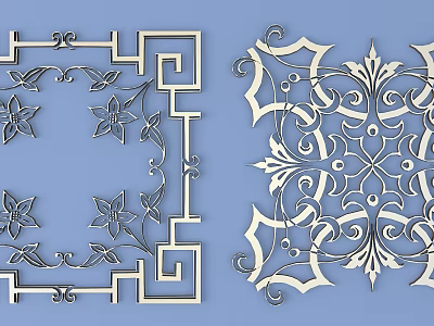 Decorative Carved Patterns With Intricate Floral And Geometric Ornamental Details 3d model