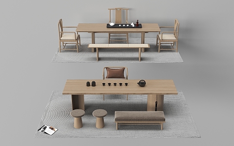 New Chinese Tea Table and Chair 3d model