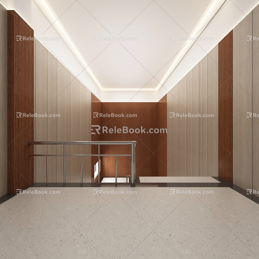 Modern wall slab stairwell handrail 3d model