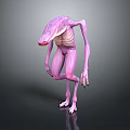 Purple Fantasy Creature Character With Slender Limbs And Grotesque Biological Features