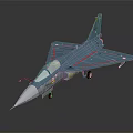 Blue Fighter Jet Model With Red Accent Lines Cockpit Landing Gear And Aerodynamic Wings