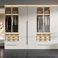 Modern White Built in Wardrobe With Glass Doors Hanging Area And Drawers