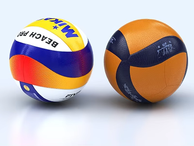 Sports Equipment Beach Volleyball with Blue Yellow Red White and Tachikara Volleyball with Orange Black 3d model