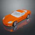 Orange Convertible Sports Car With Sleek Design White Roof Shiny Silver Wheels And Reflective Surface