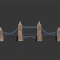 Detailed London Tower Bridge Model With Stone Towers Blue Arches And Bases