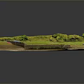 Landscape Model With Green Grass Winding Path Stone Wall Small Tree And Muddy Area 3d model