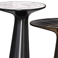 Modern Side Tables With Marble Top And Black Gold Conical Base Design