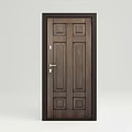 Sturdy Security Door With Wooden Texture And Reinforced Lock System Design 3d model