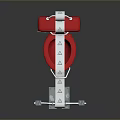 Red Toilet With Toilet Paper Roll And Foot Pedal Strap With Arrows