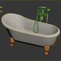 Luxury White Bathtub With Gold Faucet And Decorative Claw Feet Design