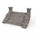 Stone Steps With Decorative Pillars On Both Sides For Architectural Design 3d model