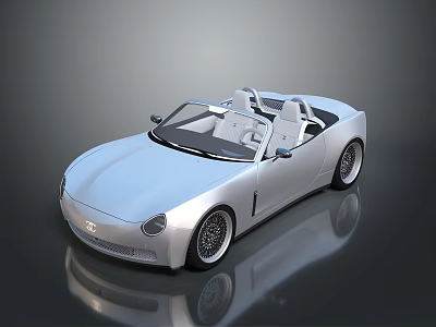 Silver Convertible Sports Car With Modern Design Sleek Lines And Two Seater 3d model