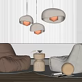 Modern Casual Sofa Combination Lazy Sofa Chandelier Side Several Single Sofa Carpet 3d model