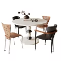 Middle style dining table and chair combination 3d model