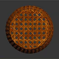 Orange Woven Round Stool With Hollow Openwork Design And Modern Stylish Appearance