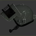 Green Tactical Helmet With Worn Texture Face Shield And Side Accessory 3d model