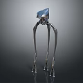 Mechanical Biomorphic Character With Elongated Metallic Legs And Angular Head 3d model