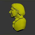 3D Model Of A Woman With Braided Hair Wearing Blue Top Against Gray Background