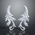 Elegant White Feather Like Carved Decorations With Symmetrical Curved Design