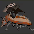 Mechanical Insect With Pink Black Striped Exoskeleton Orange Body And Mechanical Legs