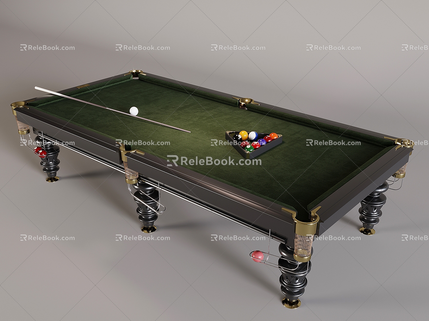 Modern billiard table pool cue billiard room 3d model