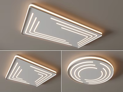 Modern Ceiling Lights Featuring Geometric Designs Square Round Shapes and LED Lighting for Home Interior 3d model