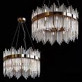 Elegant Modern Crystal Chandeliers With Gold Metal Frame And Transparent Glass Strips