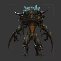 3D Fantasy Creature Character Design With Sharp Claws Green Spikes And Orange Details