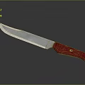 Sharp Tactical Knife With Blue Metal Blade And Red Wooden Handle Design