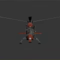 Red Cosmic Helicopter Model With Transparent Cockpit Orange Components And Blue Base