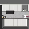 Modern Gray Kitchen Interior With Sleek Gray Cabinets Black Appliances Window And Countertop