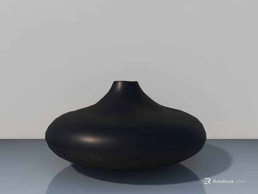 Sculptural Carving Black Vase With Smooth Surface And Modern Flowing Design 3d model
