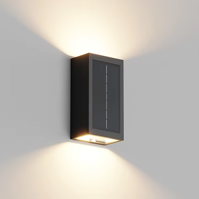 Modern Black Wall Lamp Mounted on Gray Wall Illuminating Warm Light With Sleek Contemporary Design 3d model