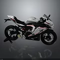 Sleek White Sports Motorcycle With Red And Black Stripes And Stylish Windshield Design