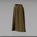Elegant Brown Long Skirt With Golden Decorative Waistband And Flowing Silhouette