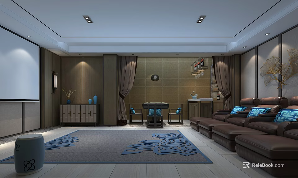 The provided image description focuses on a living room with sofas carpets and cabinets which contains no sports or fitness related elements thus it's impossible to generate a sports fitness themed title based on the given picture information. 3d model 