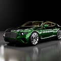 Luxury Green Sports Car With Shiny Alloy Wheels And Brown Leather Interior