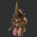 Spooky Fantasy Monster With Pointed Hat Twisted Face And Long Fingers