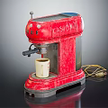 Vintage Red Coffee Maker As Classic Kitchen Appliance With Cup And Cord