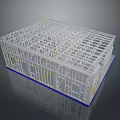 White Building Frame Structural Model With Yellow Markers And Blue Base