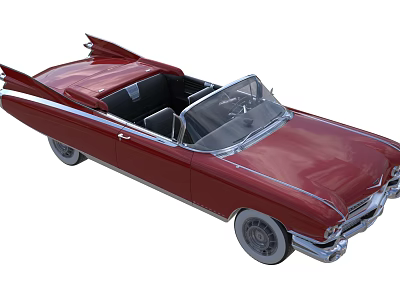 Vintage Red Convertible Car With Open Top And Classic Retro Design 3d model