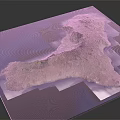 Detailed 3D Terrain Model Showcasing Mountainous Landscape Coastal Features And Blue Ocean