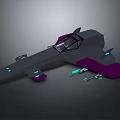 Futuristic Cosmic Spacecraft with Gray Purple Body and Blue Illuminated Parts for Aerospace Exploration