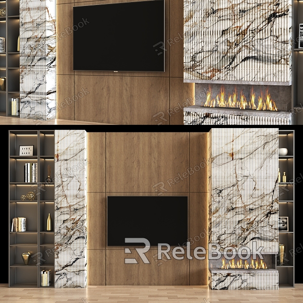 TV Wall Combination Cabinet TV Wall TV Furniture Ornaments Book Living Room Decorations TV TV Monitor model