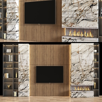 TV Wall Combination Cabinet TV Wall TV Furniture Ornaments Book Living Room Decorations TV Monitor 3d model