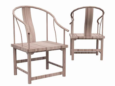 Traditional Wooden Dining Chairs With Armrests And Natural Wood Grain Design 3d model