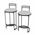 Modern Bar Stools With Black Metal Frame And White Seat Cushion