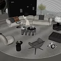 Elegant Modern Living Room With Beige Sectional Sofa And Glass Top Coffee Table