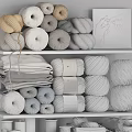 Ornamental Decor Collection With Yarn Balls Fabric Storage Jars And Sewing Tools